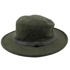 Filson 100% Wool Packer Hat Mens Medium Green Leather Band XXL Made in USA
